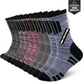 COOVAN Mens Hiking Crew Socks 5 Pairs Moisture Wicking Cushioned Boot Socks