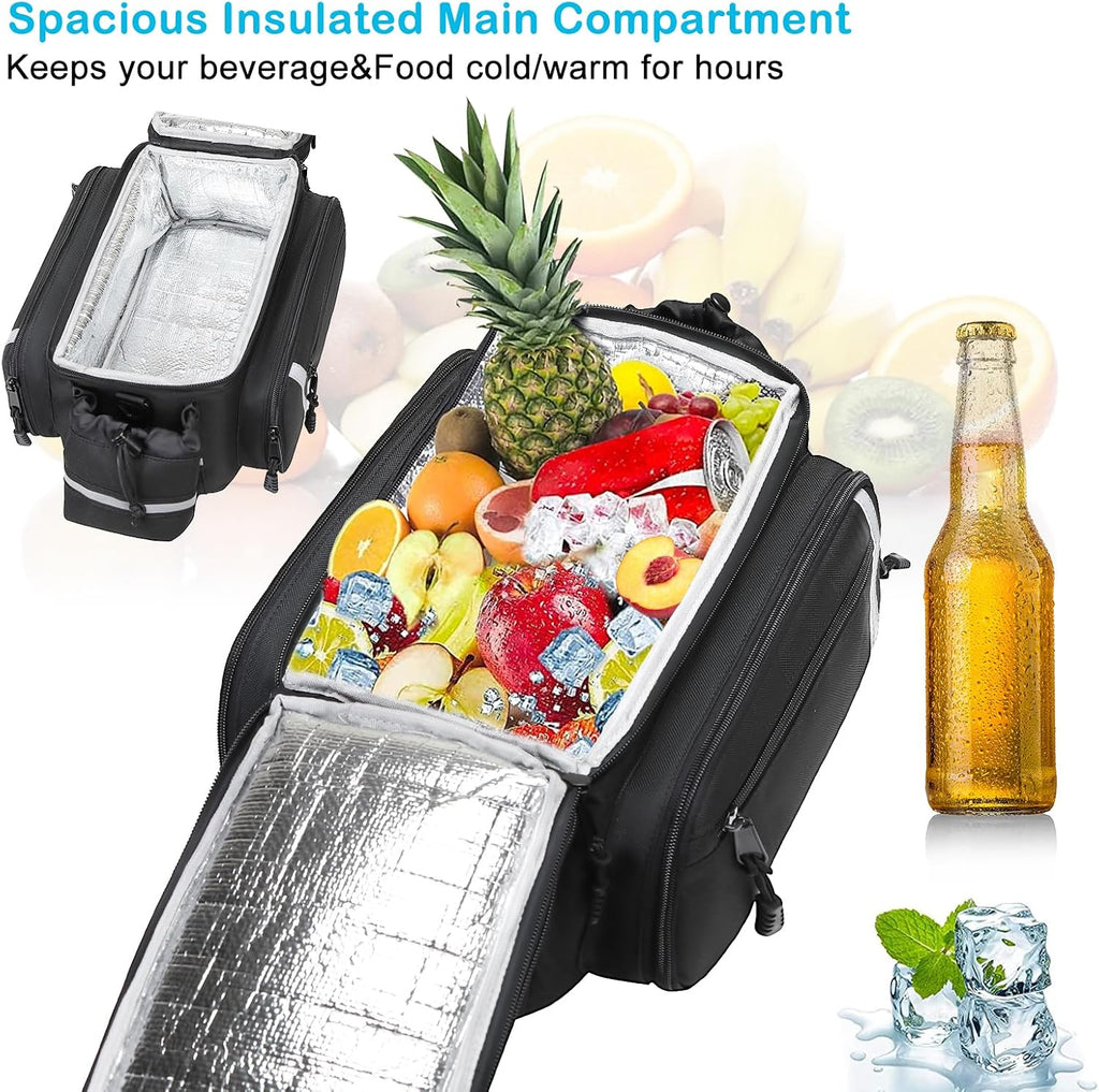 MOSISO Bike Rack Bag with Rain Cover, Bike Trunk Cooler Handag,Black