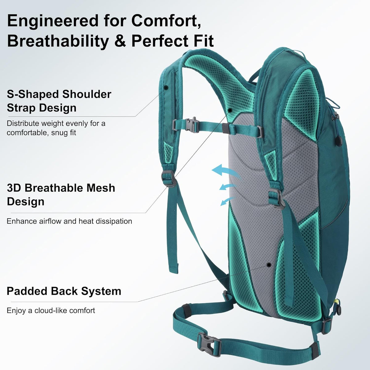 N NEVO RHINO Hiking Backpack, 10L Lightweight Daypack for Men Women