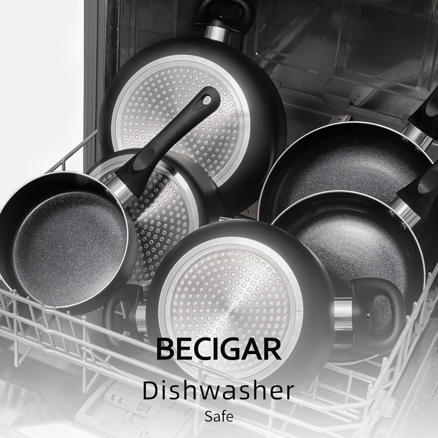 BECIGAR 8 Pcs Ceramic Pots and Pans Set