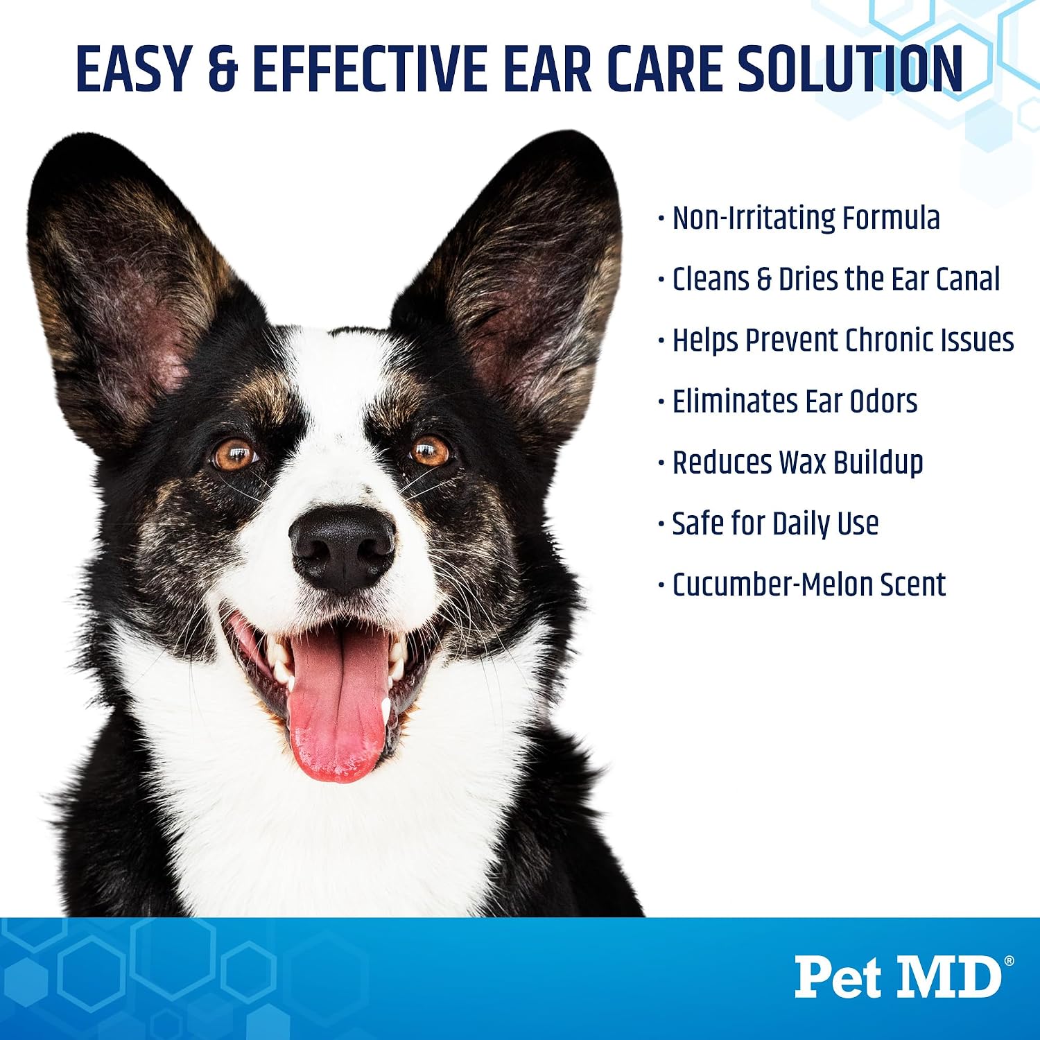 Pet MD Cat and Dog Ear Cleaner Wipes - Advanced Otic Veterinary Ear Cleaner Formula - Dog Ear Infection Treatment - 100 Count