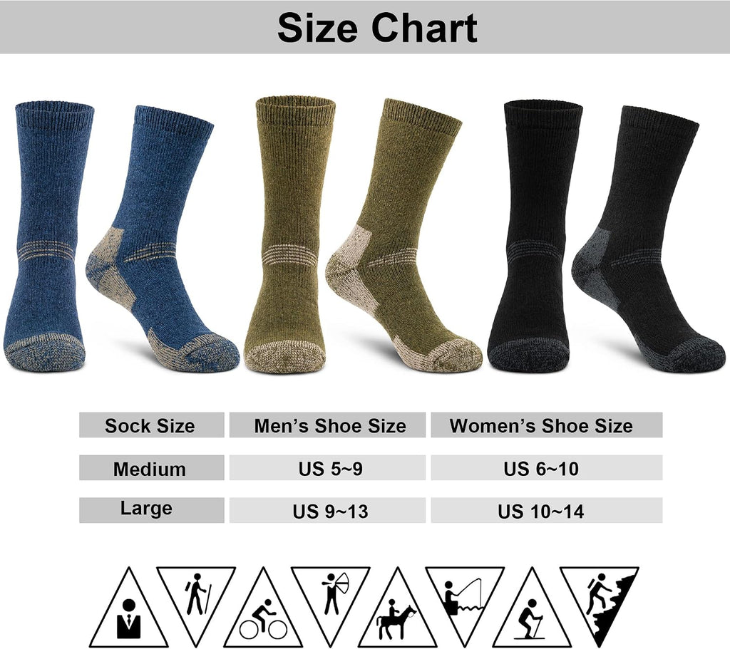 Time May Tell Merino Wool Hiking Boot Socks Cushioned Warm Outdoor Socks