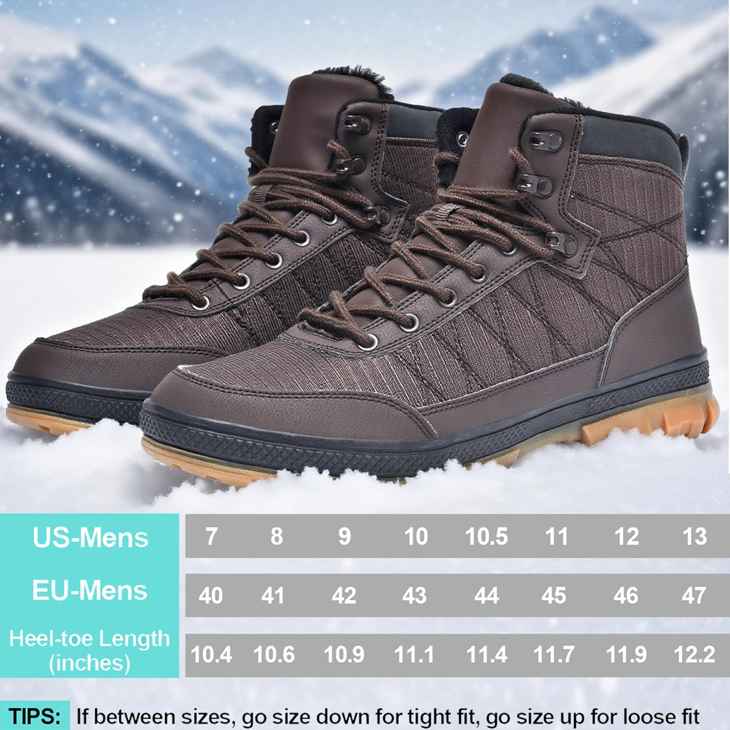 Wondamo Men's Winter Hiking Snow Boots