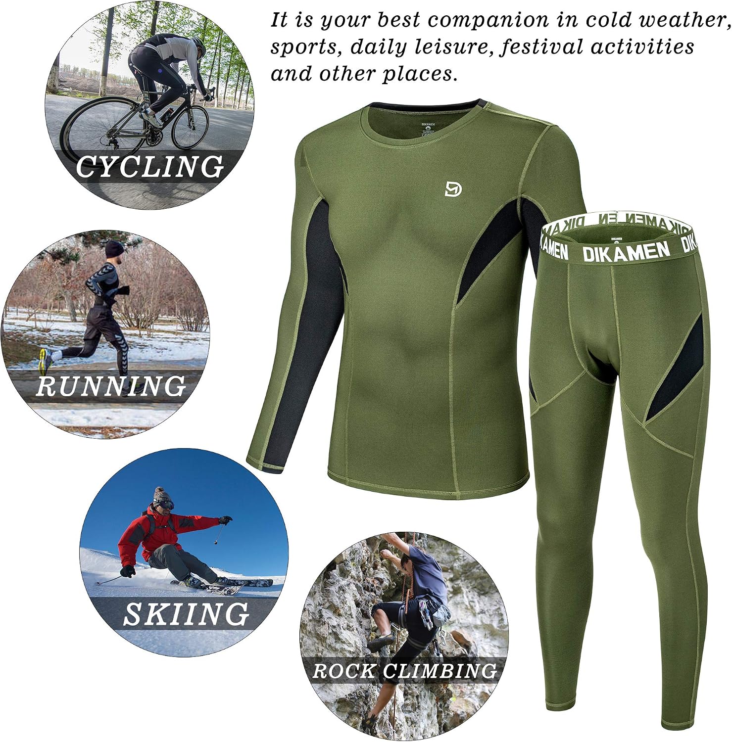 Men's Thermal Underwear Fleece Lined Performance Fleece Tactical Sports Shapewear Thermal Set