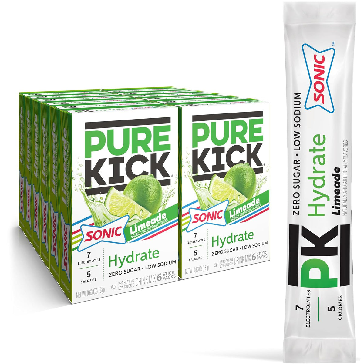 Pure Kick Hydration Singles To Go Water Drink Mix, Ice Pop, 72 Packets