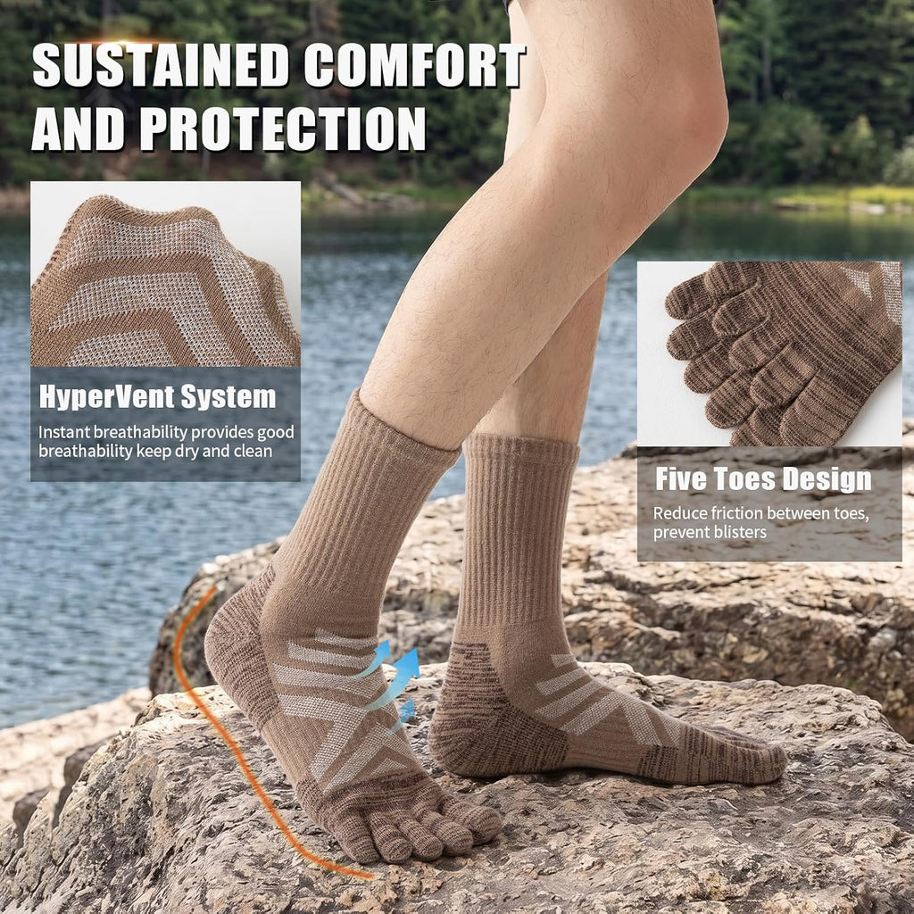 Merino Wool Hiking Toe Socks,Five Finger Socks for Men Women