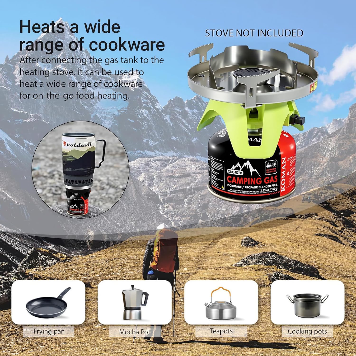 KOMAN Isobutane Fuel Canister 230 Gram Camping Stove Fuel Butane Propane Blend Camping Fuel Gas Canister Butane Backpacking Stove Fuel (Pack of 6)