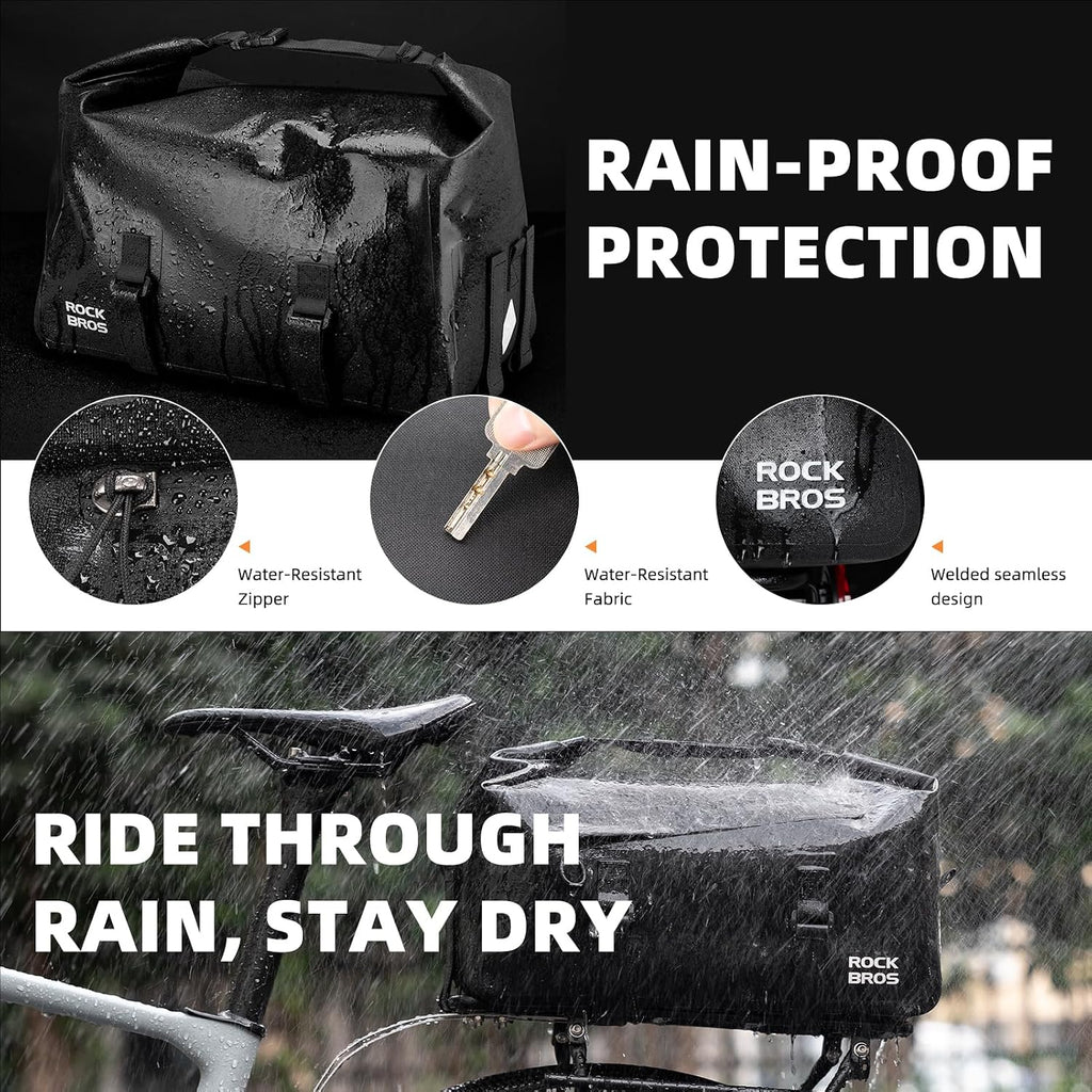 ROCKBROS Waterproof Bike Bags 16L Rear Rack Trunk Bag with Shoulder Strap