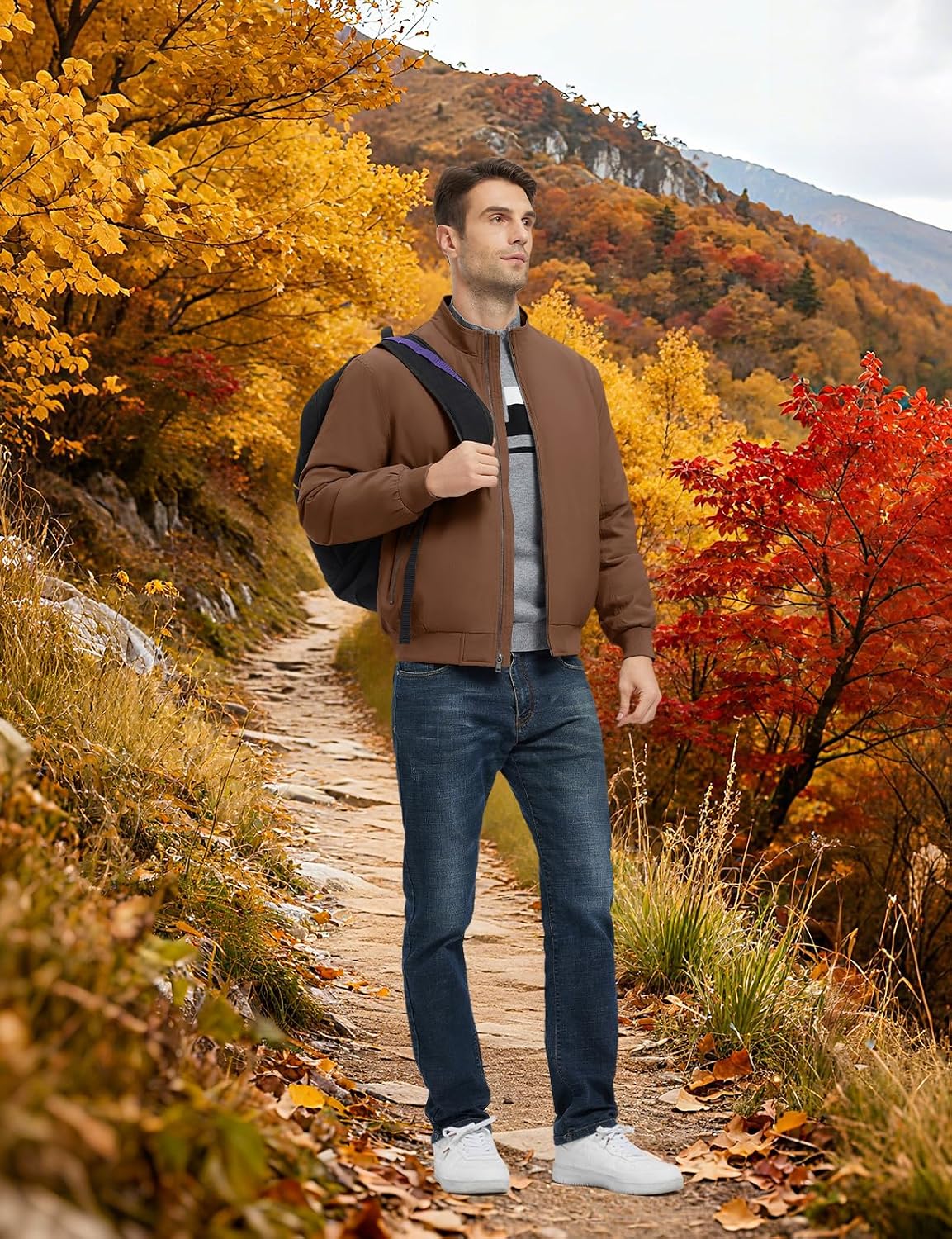 TBMPOY Men's Winter Jackets Bomber Padded Casual Windbreaker Warm Fall Coat