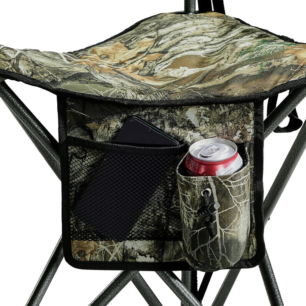 Portal Extra Large Quick Folding Tripod Stool with Backrest Fishing Camping Chair with Carry Strap
