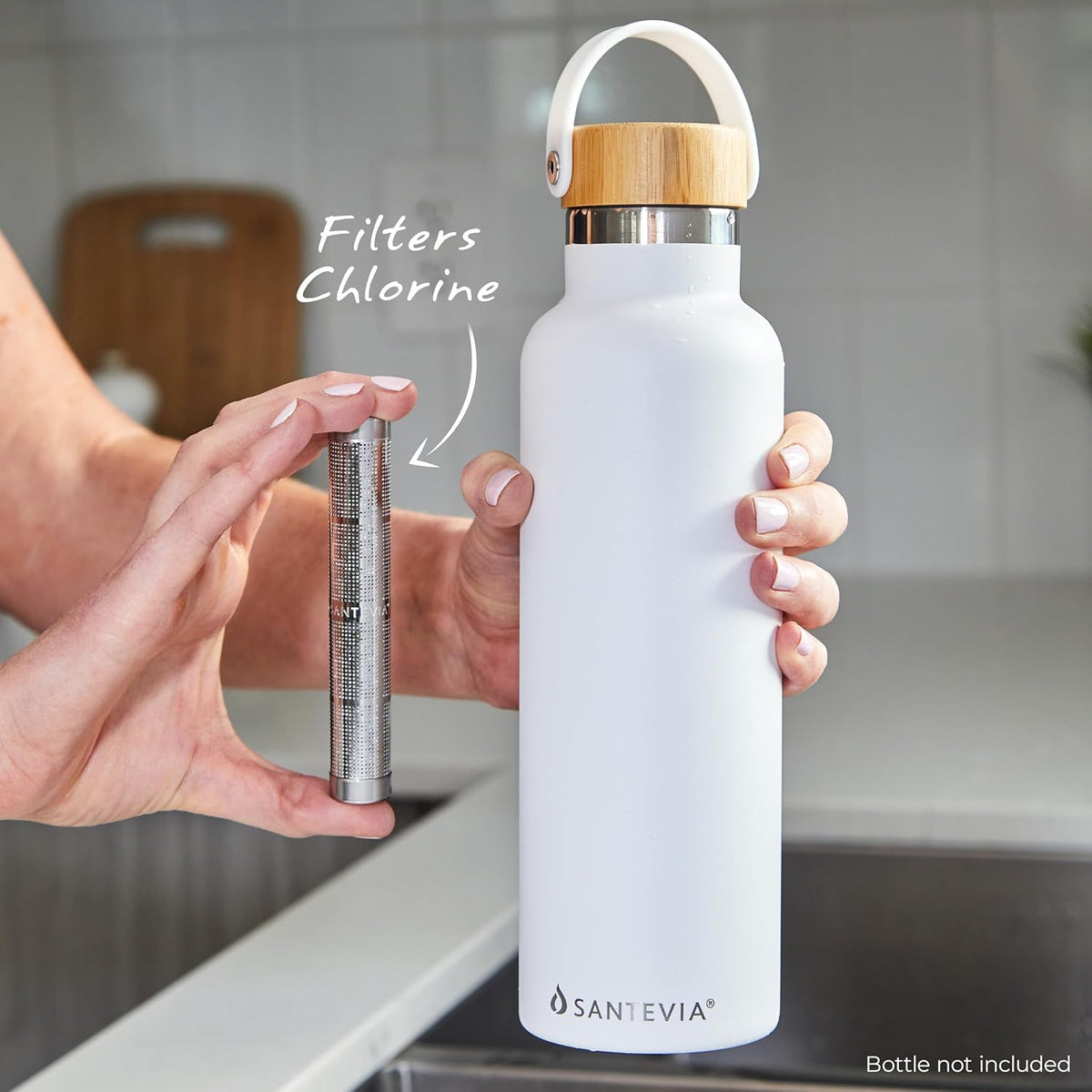Santevia Water Bottle Filter, Water Bottle Filter For Travel, Fits Any Bottle, Portable Water Filter, Alkaline Water Filter, Water Filter For Hiking