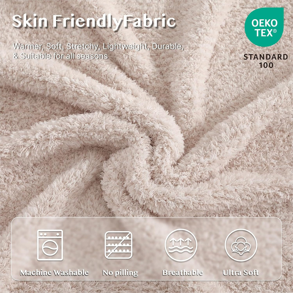 WRENSONGE Soft Throw Blanket for Couch-Cozy Reversible Knitted BlanketsW