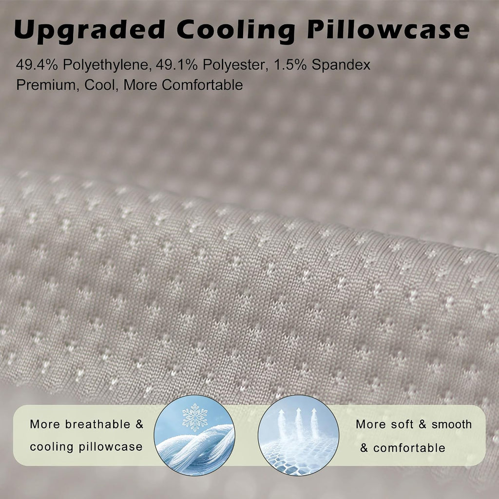 Cooling Camping Pillow, Memory Foam Travel Pillow with Adjustable Buckle Strap & Storage Bag, Compact Small Pillow for Airplane, Car Lumbar, Office, Washable Cooling Cover, Dusk Grey