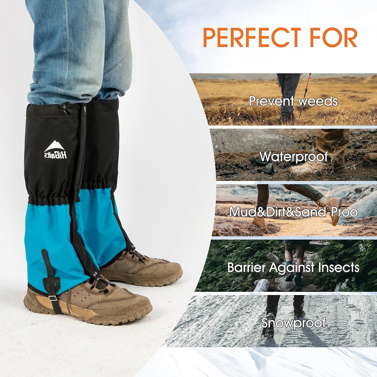 Leg Gaiters for Men Women Waterproof Gaiters for Hiking Snow Boot Gaiters