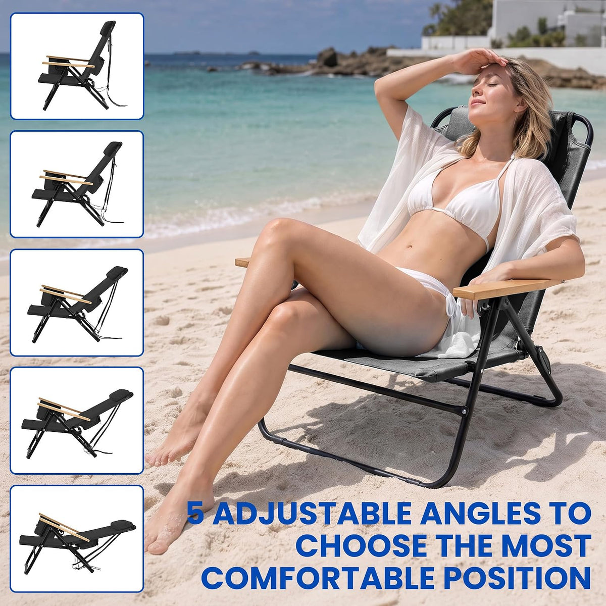 Portable Backpack Beach Chair for Adults,Black