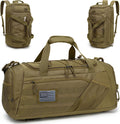 3-in-1 Tactical Gym & Travel Duffle Bag Backpack Men Multi-Functional 45L Military Sports Duffle Bag with Shoe Compartment & Wet Pocket for Workout Weekender Overnight Bag with Molle Webbing, Brown