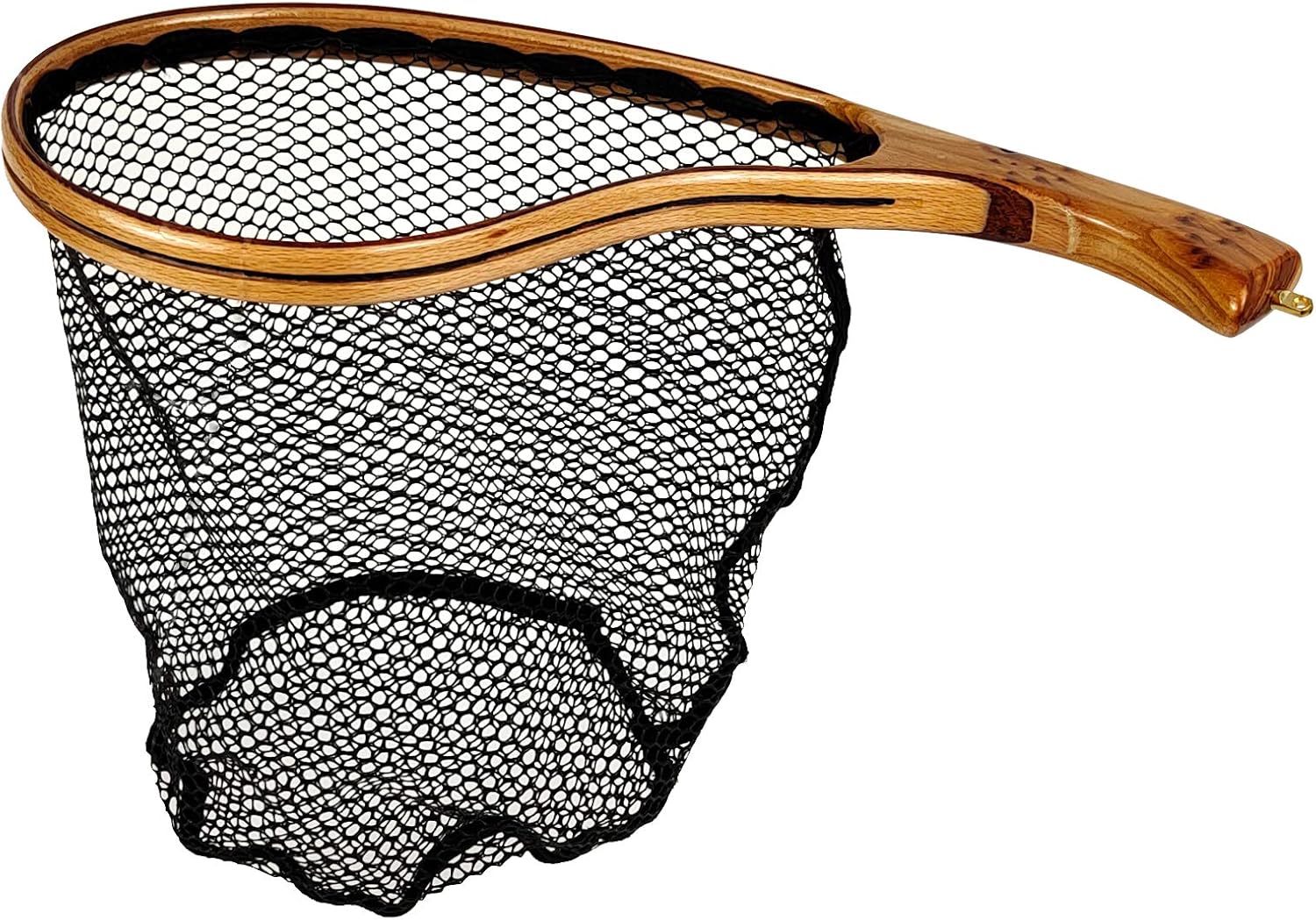 Aventik Fly Fishing Landing Net for Trout Soft Rubber Ghost Mesh Catch and Release Wooden Frame Lightweight and Tangle-Free