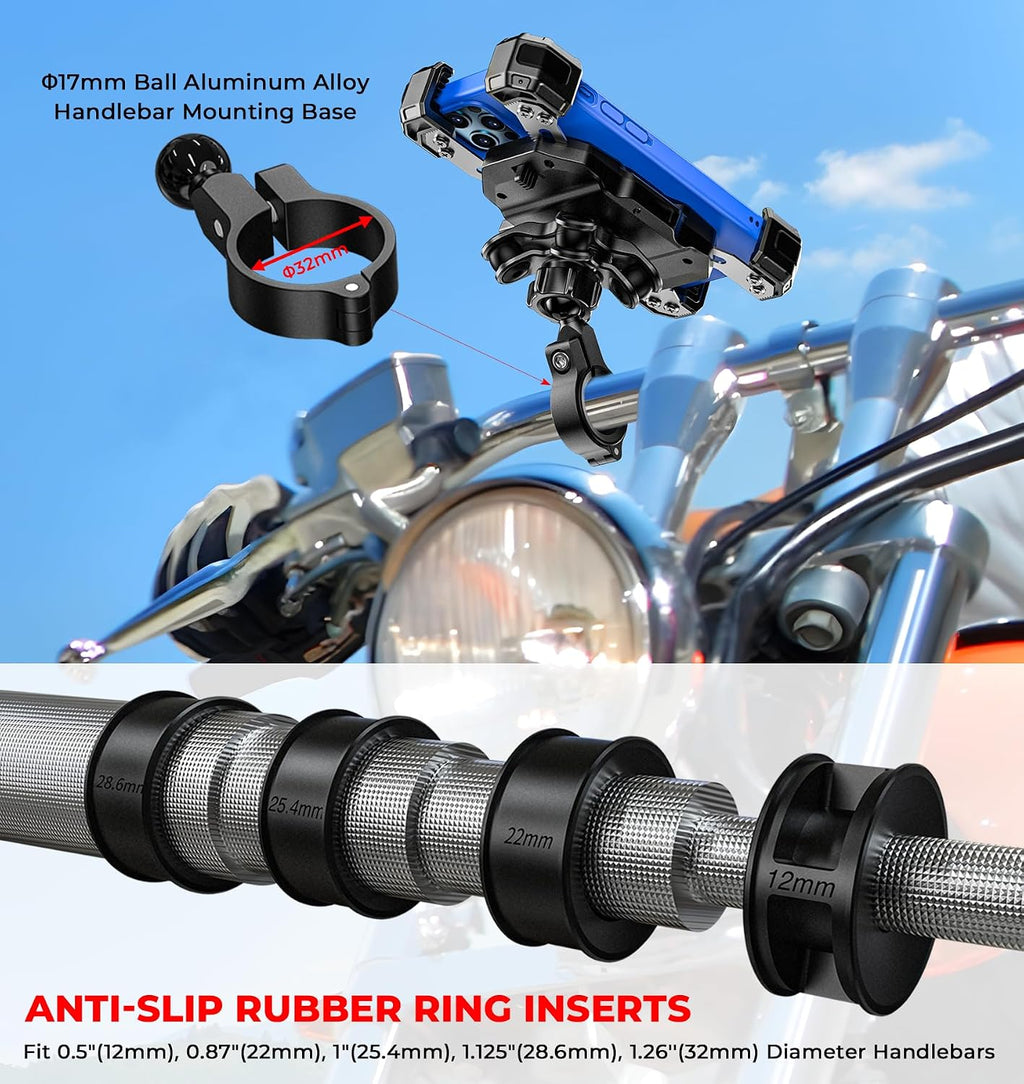 VAZESWIN Motorcycle Bike Phone Mount with Vibration Dampener, 1s Auto Lock