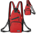 Crossbody Backpack Convertible Sling Bag for Women Men with Adjustable Strap Small Casual Daypack for Hiking Traveling (Small, 11-Inch, Red)