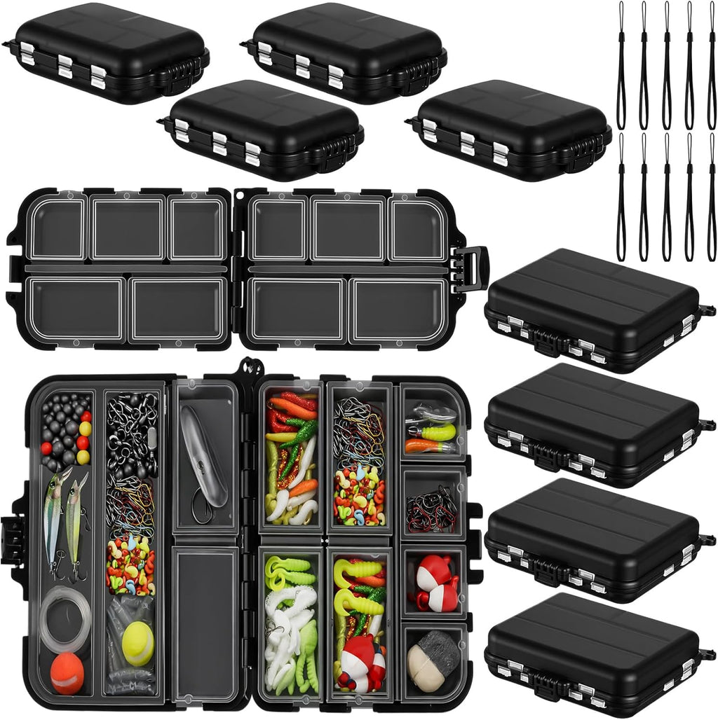 10 Pack Small Tackle Box Organizer for Fishing, Mini Double Sided Portable Pocket Tackle Box Containers for Hooks Lure Baits Swivels Jigs Storage Kayak Boxes(Black)