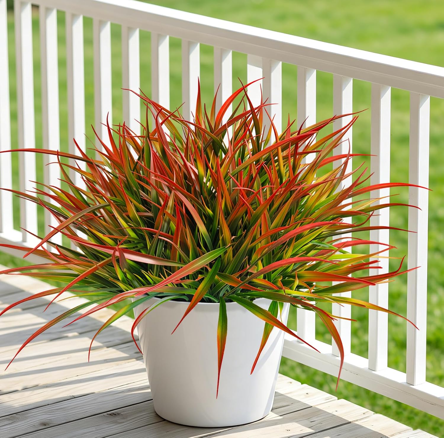 20 Pcs Artificial Plants Outdoor Fake Grass UV Resistant Faux Outdoor Plant, Artificial Greenery Stems Bushes Fake Plants for Spring Summer Fall Decor Fake Mums Fall Flowers Garden Home Decor, Red