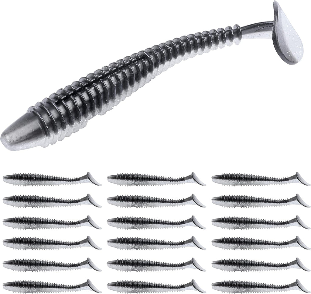 RUNCL Swimbaits Paddle 10/20/30/40PCS, 5/4/3/2 Inchs Paddle Tail, Soft Lure for Trout Crappie Bass, Durable Plastic Bait Swimmer for Saltwater/Freshwater, Fishing Lover's Gift