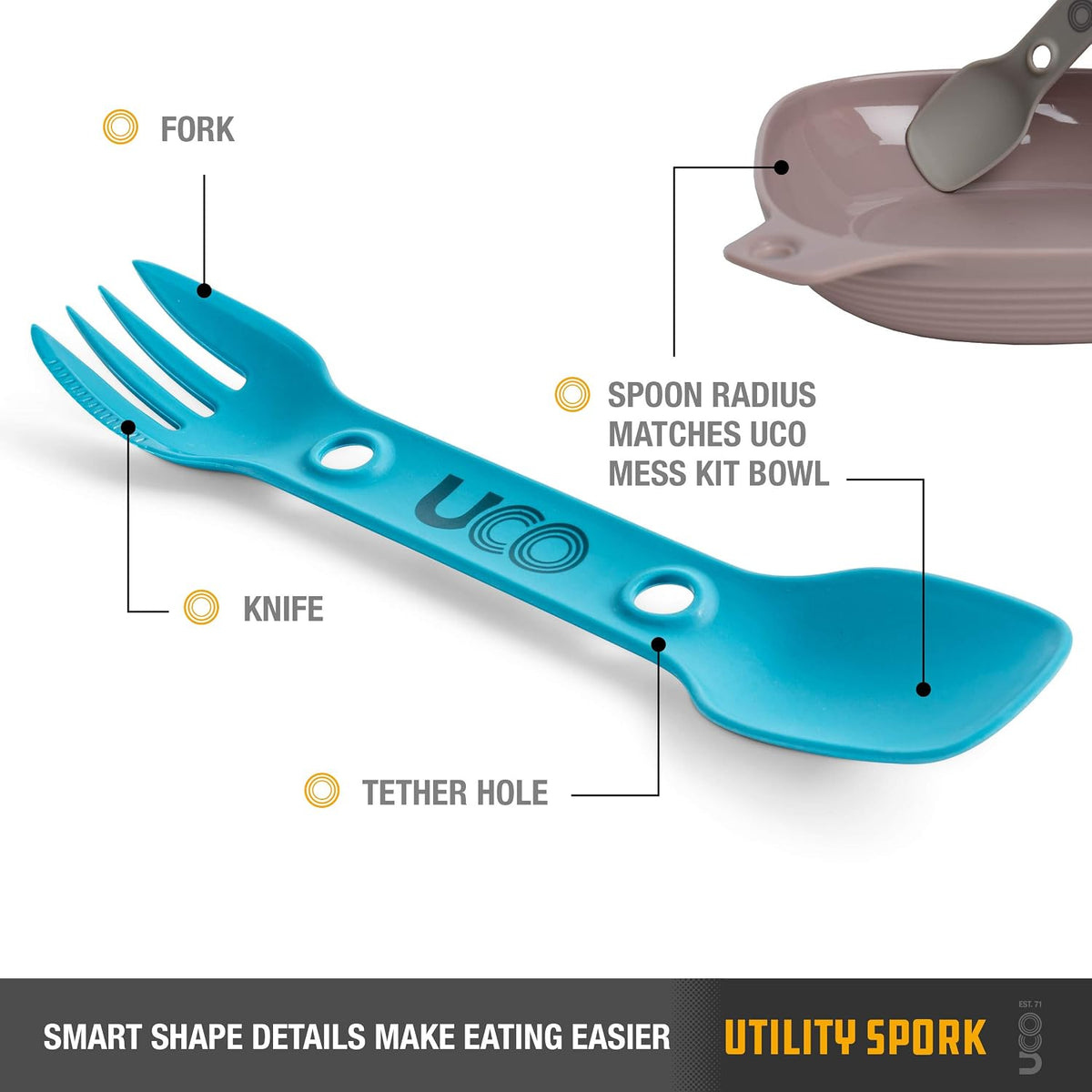 UCO Utility Spork 3-in-1 Combo Spoon-Fork-Knife Camping Utensil
