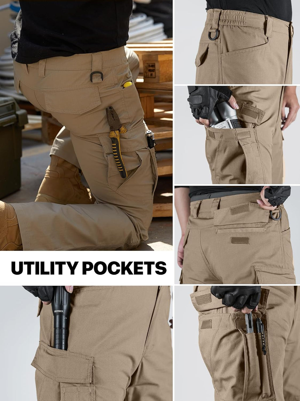FREE SOLDIER Men's Tactical Pants Ripstop Work Cargo Hiking Pants