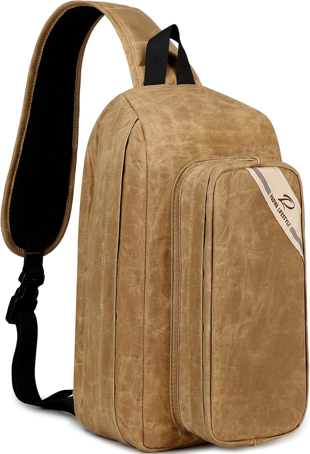Padwa Lifestyle Khaki Crossbody Camera Bag - Waxed Memory Canvas Compact Camera Sling and Crossbody Bag with Fast Access,Versatile Lightweight Everyday Bag Great for Photographers Travel,Photography