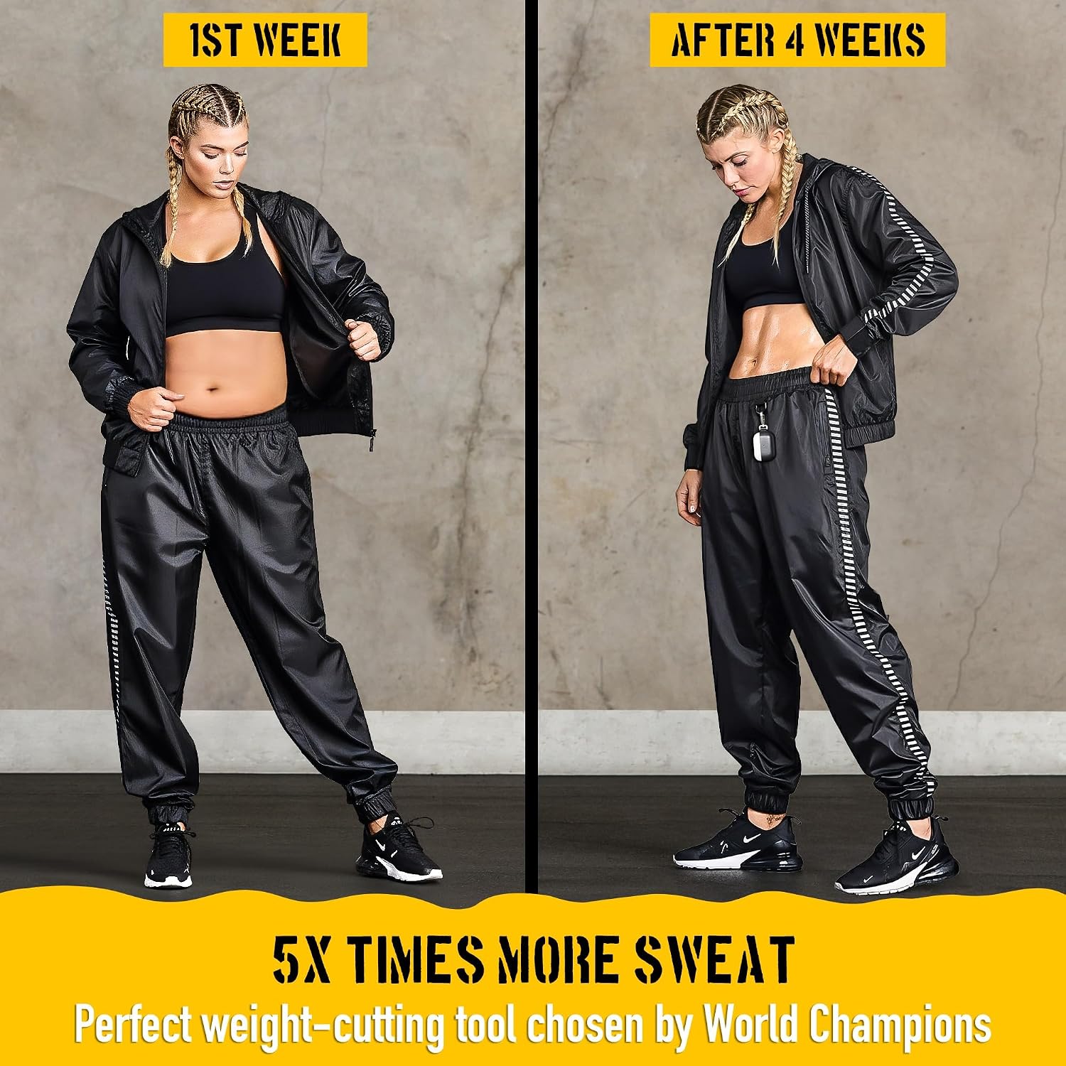 Elite Sports Zip-Up Sauna Suit for Men & Women, Hoodie Sweat Suit Gym MMA