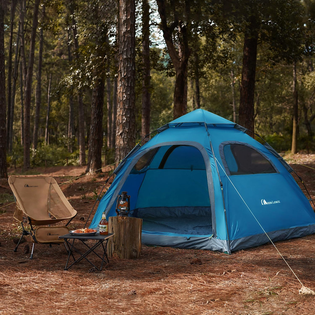 MOON LENCE Pop Up Camping Tent, 3-4 Person Automatic Instant Tent Portable Windproof for Backyard, Car Camping, Family Trips