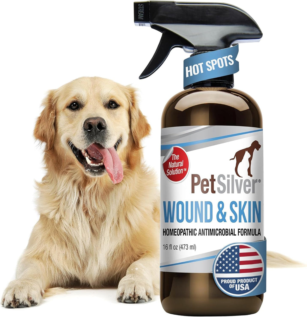 PetSilver Wound Spray, Silver Dog Wound Spray, Hot Spot, USA Made, 16 oz
