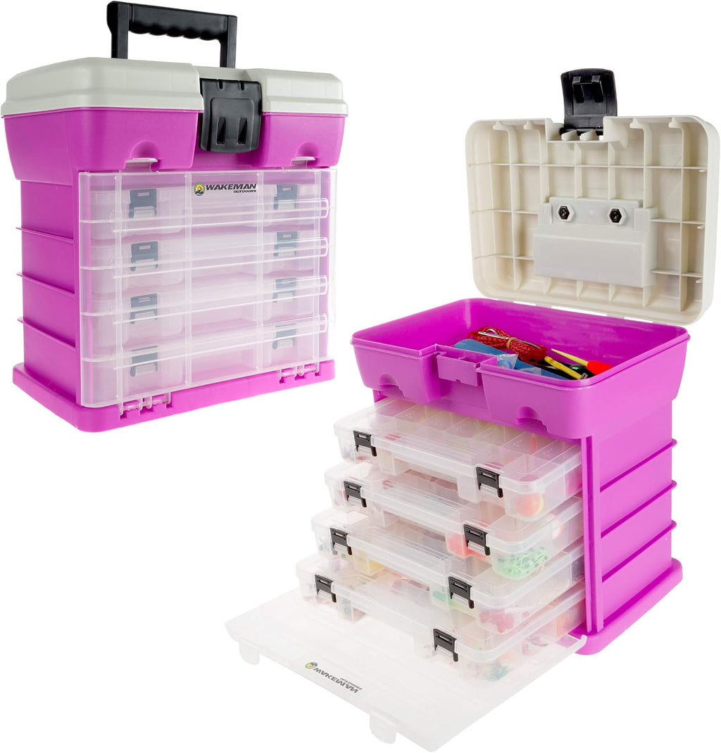 Storage Tool Box Organizer - Utility Box with 4 Drawers and 19 Compartments for Camping Supplies and Fishing Tackle by Wakeman Outdoors