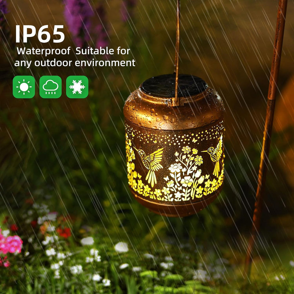 Hummingbird Solar Lanterns Outdoor Waterproof,Birthday Gifts for Women Grandma Hanging Lantern Decorative Solar Lights for Decor Garden, Patio, Porch, Backyard, Pathway, Lawn