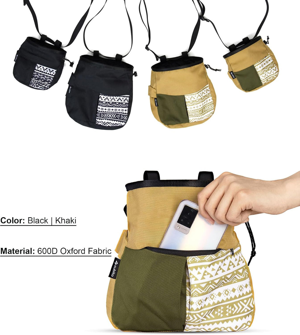 Climbing Chalk Bag, Large Capacity Rock Climbing Chalk Bag for Bouldering, Weightlifting, Gym, Disc Golf & Wall Climbing, Durable Bouldering Chalk Bucket