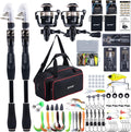 GOTURE Telescopic Fishing Rod and Reel Combos, Carbon Fiber Travel Fishing Pole, 9+1 BB Spinning Reel, Saltwater Freshwater Fishing Gear Kit with Braided Line, Lures, Carrier Bag for Bass Trout