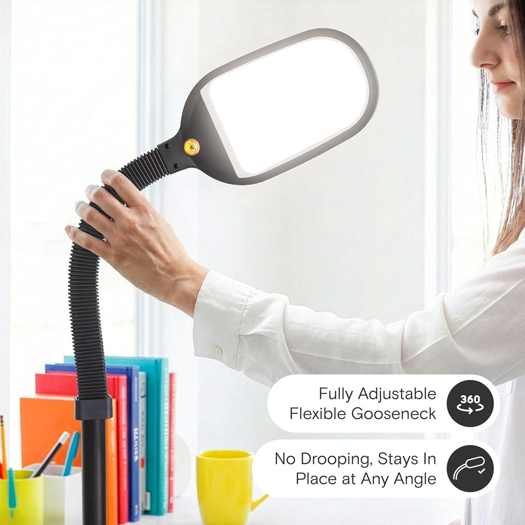 Brightech Litespan - Bright LED Floor Reading Lamp for Over Chair Crafts and Reading, Estheticians' Light for Lash Extensions, Adjustable Standing Lamp for Living Room, Bedroom, Office - Havana Brown