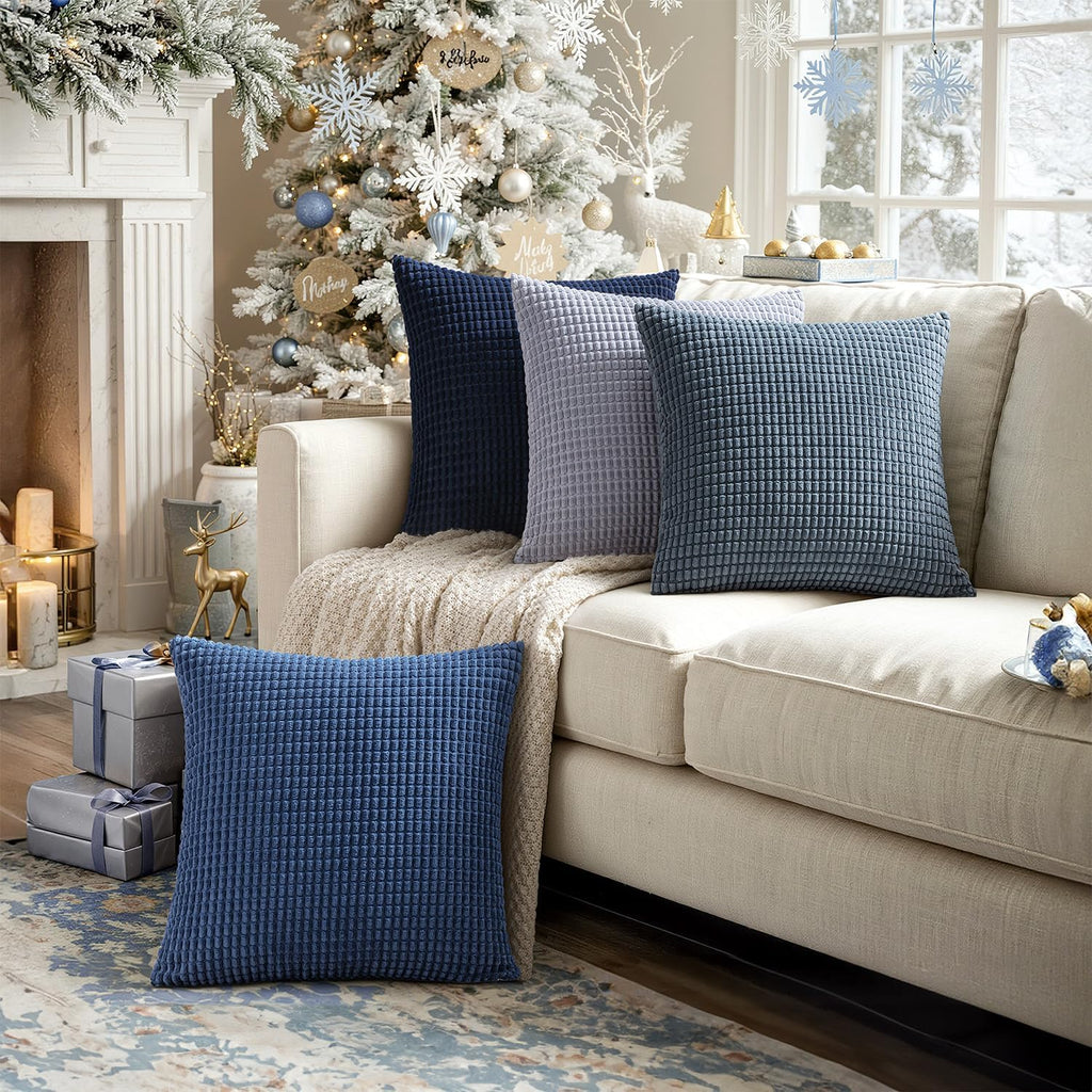 MIULEE Decorative Throw Pillow Covers 18x18 Inch Set of 4 Coastal Blue