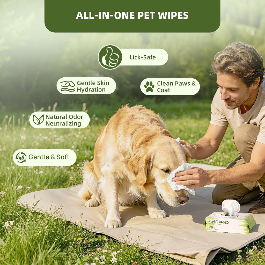 IMMHABI 400 Count Dog Wipes, Unscented Plant-Based Hypoallergenic Pet Wipes for Paws, Butt, and Anal Gland Care, Cleansing & Deodorizing for Puppies and Cats