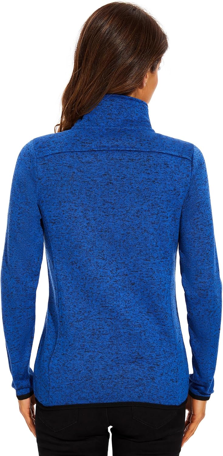 COZZYON Women Fleece Long Sleeve Zip Up Jacket Light Sweater Jacket with Pockets