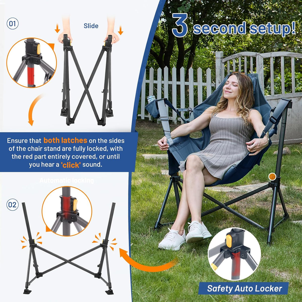 TIMBER RIDGE Hammock Camping Chair, Oversized Swinging Chair, 400lbs Load