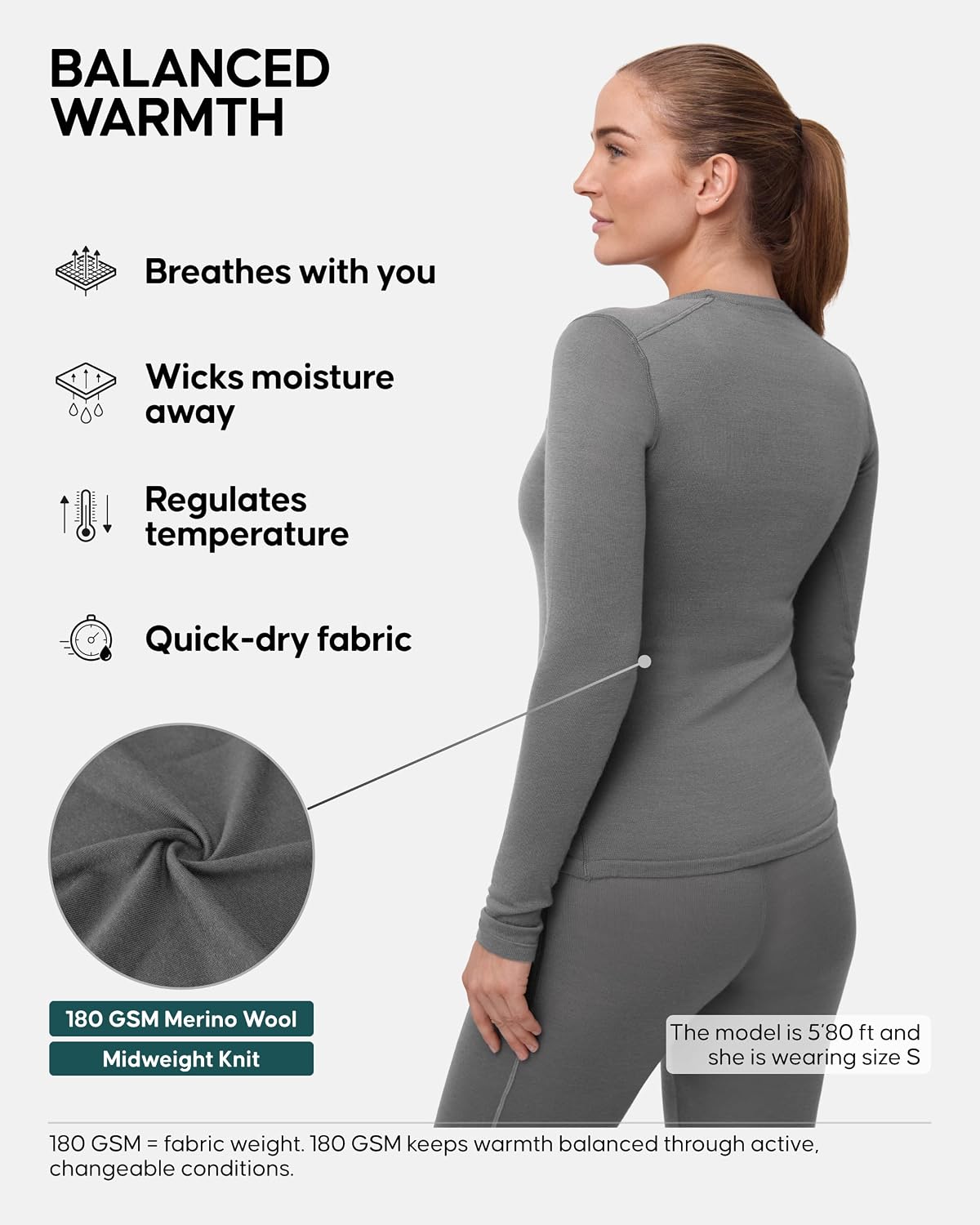 DANISH ENDURANCE Merino Wool Long Sleeve Shirt for Women, Base Layer