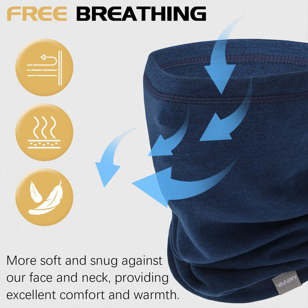 YANIKY Neck Gaiter Winter Neck Warmer for Men & Women Windproof Face Mask for Cold Weather Breathable Ski Face Cover Scarf