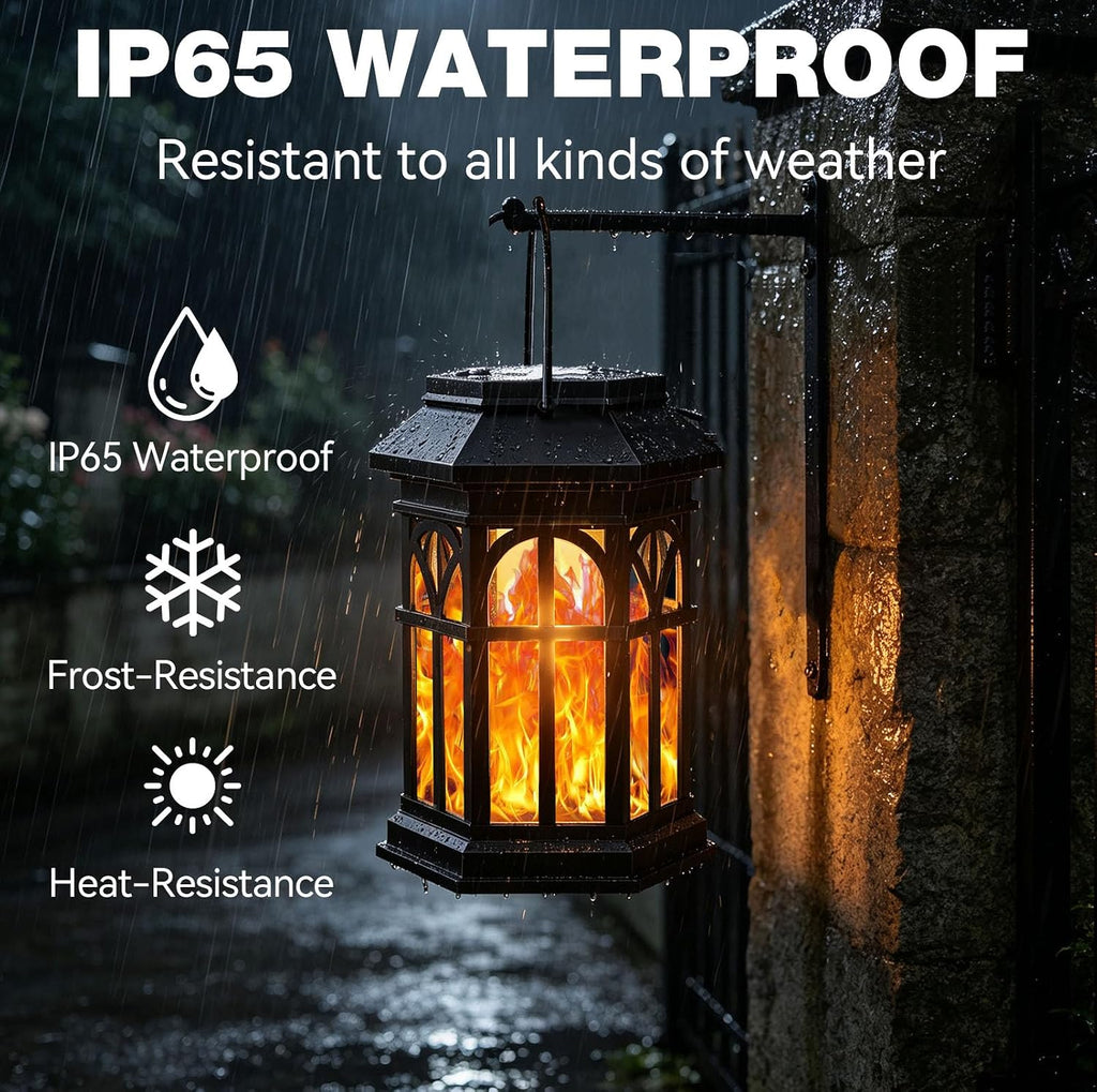 4 Pack Solar Lanterns Outdoor Waterproof, Upgraded Flickering Flame Solar Lantern Lights, Auto On/Off Outdoor Lanterns, Outdoor Hanging Lantern for Yard Garden Table Decor