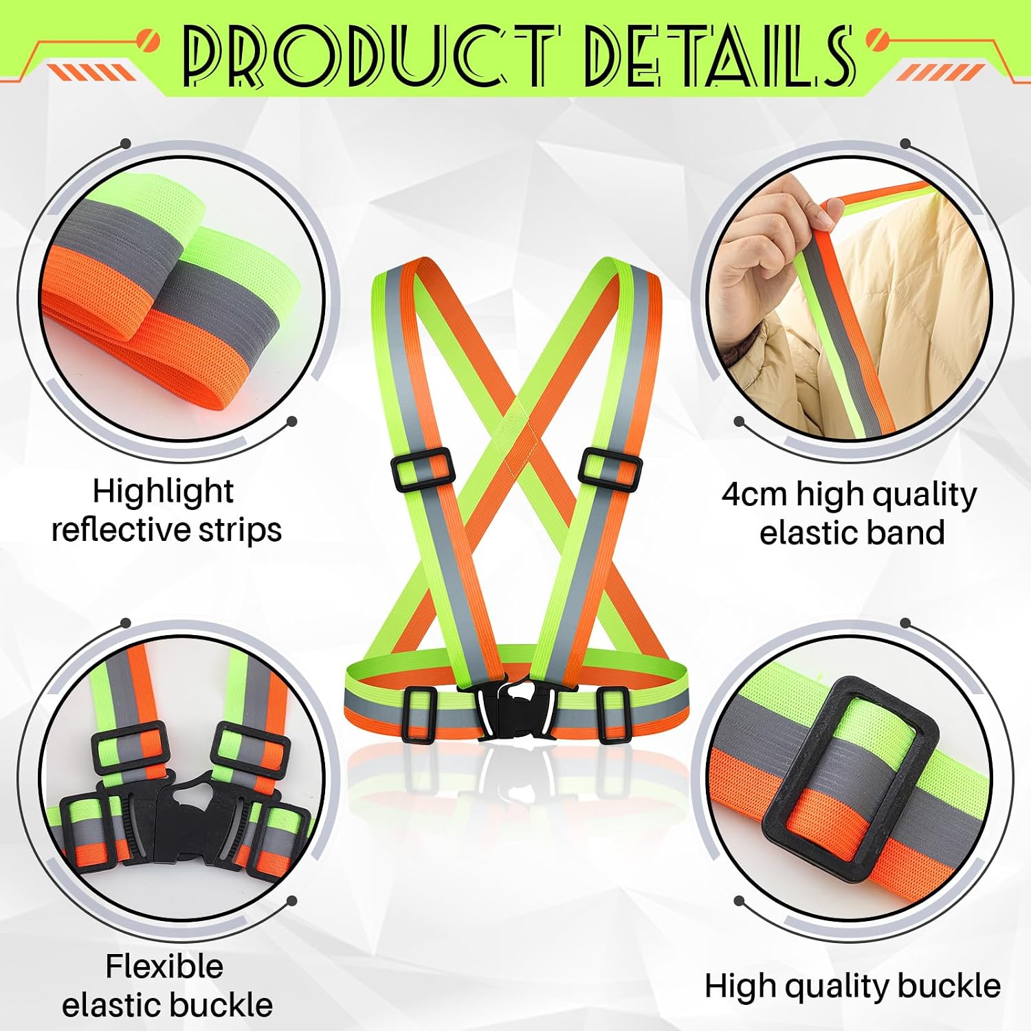 Hercicy Reflective Running Vests, Safety Vest Straps
