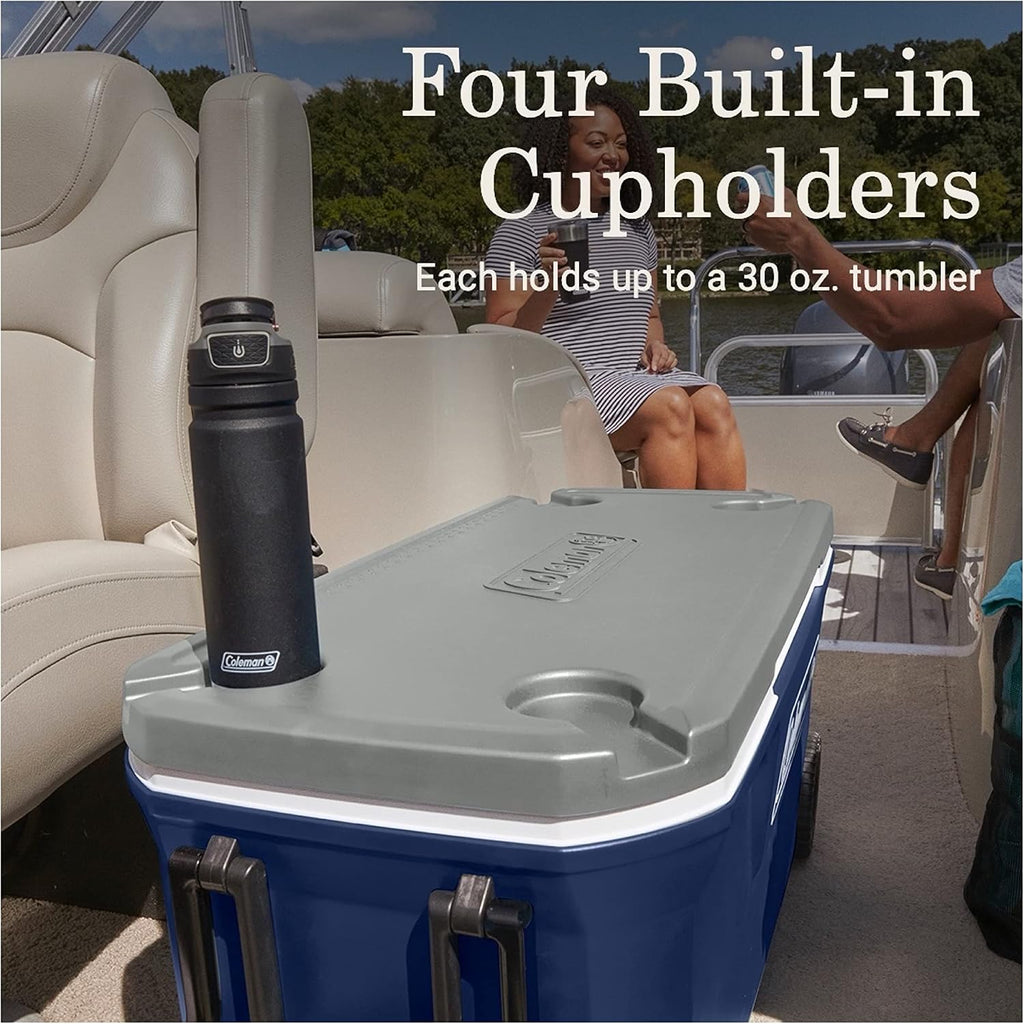 Coleman Classic Series Insulated Portable Rolling Cooler with Wheels, Leak-Resistant Outdoor Hard Cooler Keeps Ice up to 5 Days