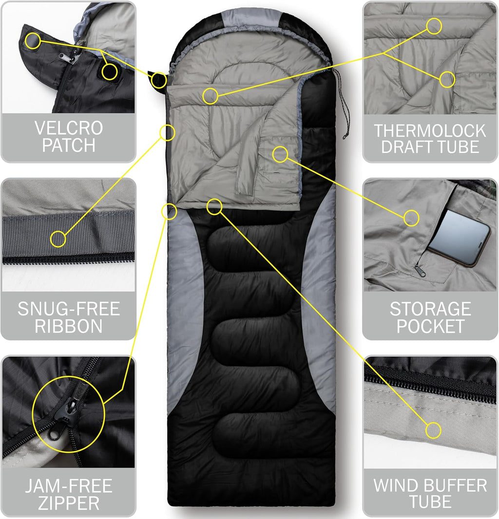 0 Degree Winter Sleeping Bags for Adults, Cold Weather Camping