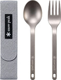 Snow Peak Titanium Fork & Spoon Set, Durable Utensils, Compact & Ultralight