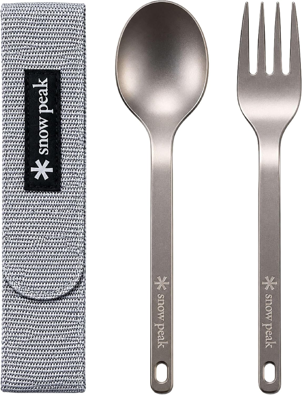 Snow Peak Titanium Fork & Spoon Set, Durable Utensils, Compact & Ultralight
