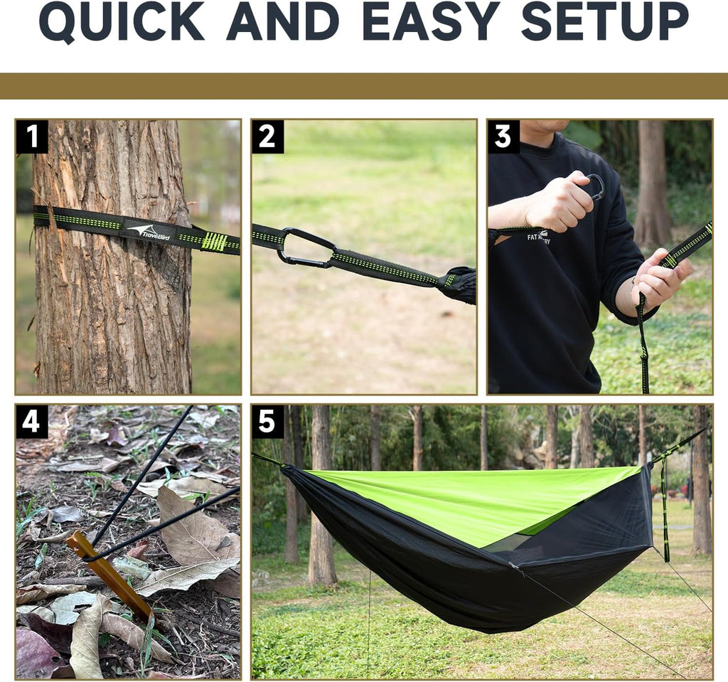 Camping Hammock with Mosquito Net, Sunshade and Ridge Rope, 2 Person
